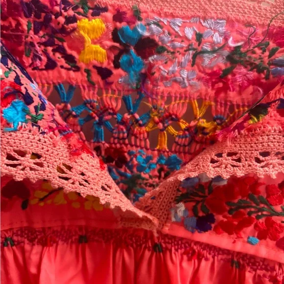 Vibrant Pink Embroidered Kids Dress - Picture 6 of 7